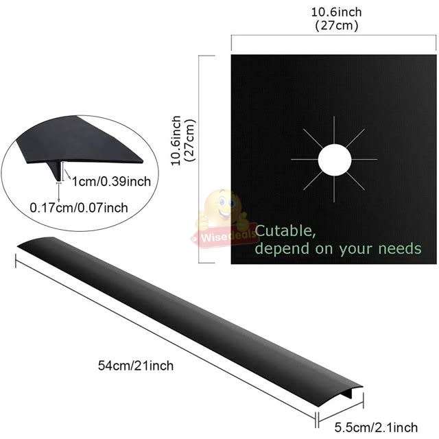 2 Piece Gas Burner Covers and 1 Piece Gap Cover, Reusable, Washable and Easy to Clean
