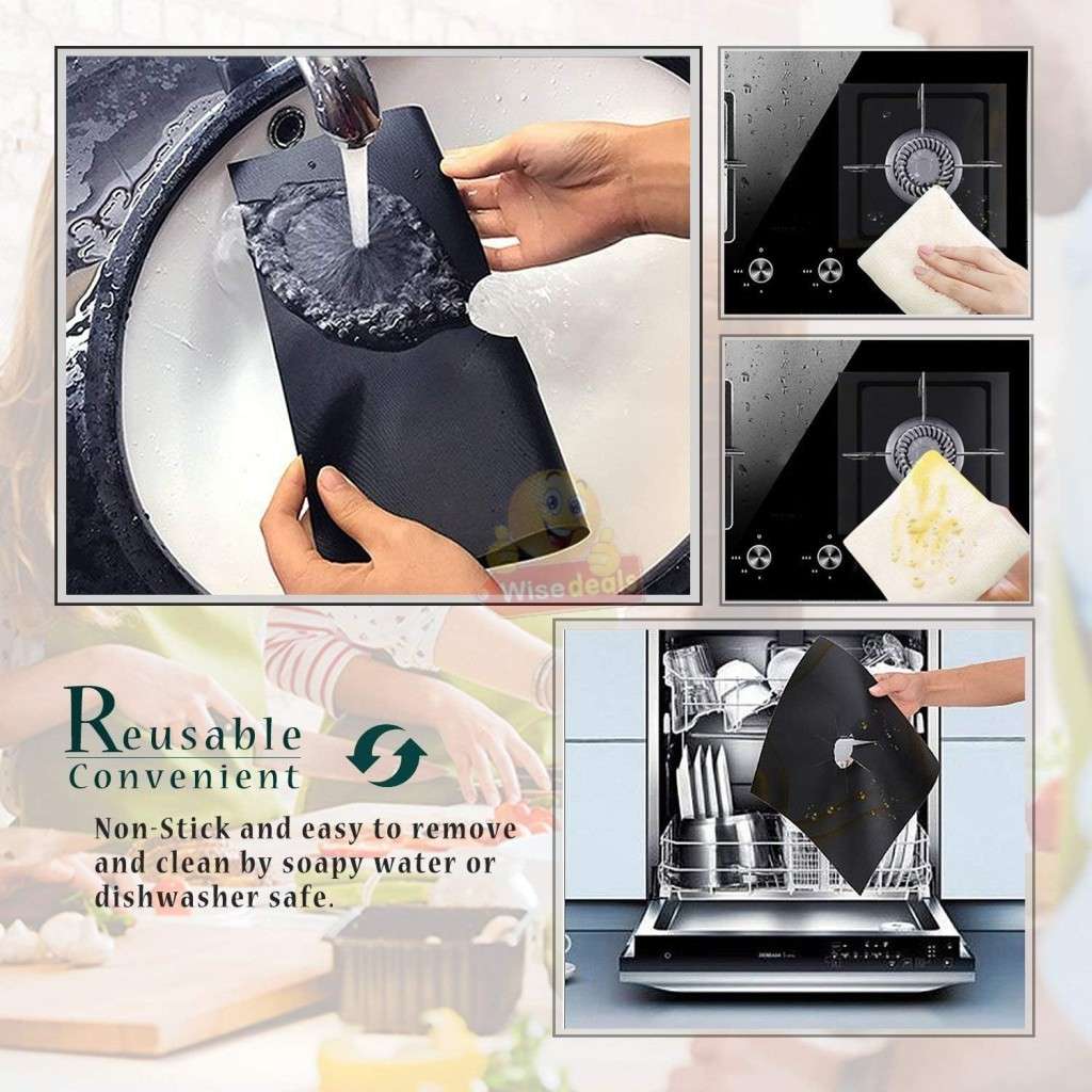 2 Piece Gas Burner Covers and 1 Piece Gap Cover, Reusable, Washable and Easy to Clean