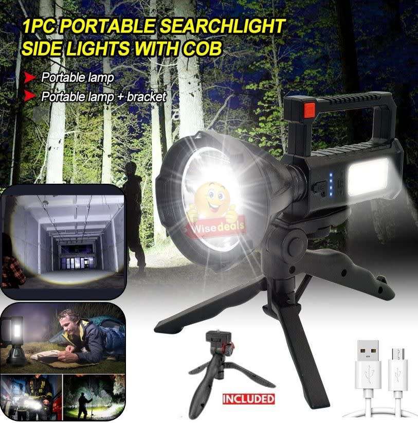 Super Far Distance LED Search and Flash Light and Tripod, USB Interface, Mobile Power Bank