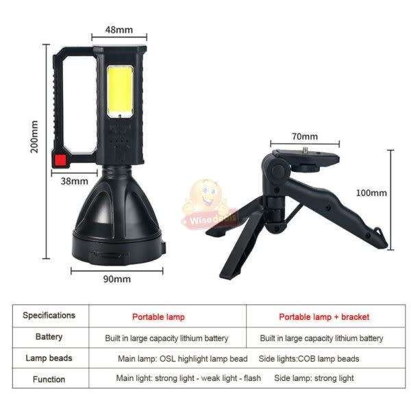 Super Far Distance LED Search and Flash Light and Tripod, USB Interface, Mobile Power Bank
