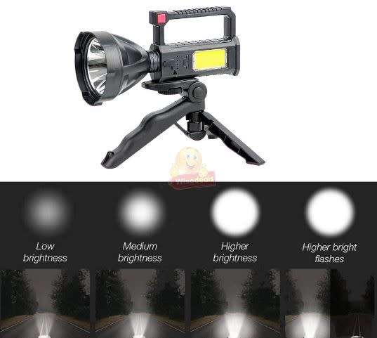 Super Far Distance LED Search and Flash Light and Tripod, USB Interface, Mobile Power Bank