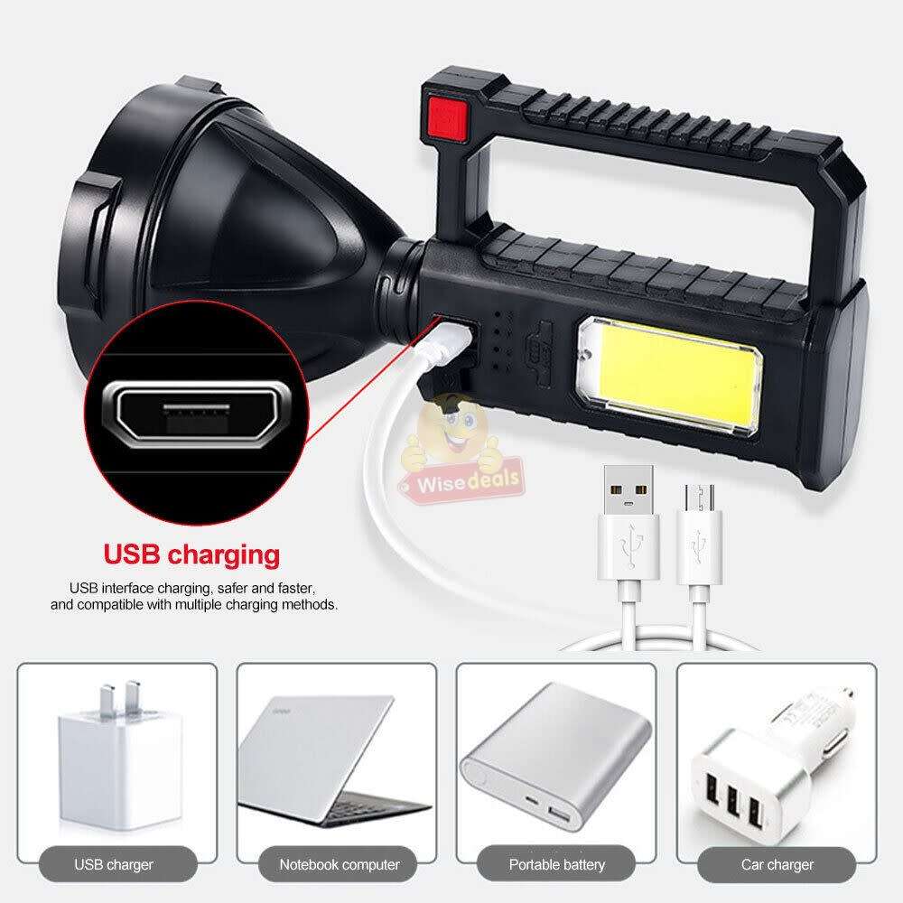 Super Far Distance LED Search and Flash Light and Tripod, USB Interface, Mobile Power Bank