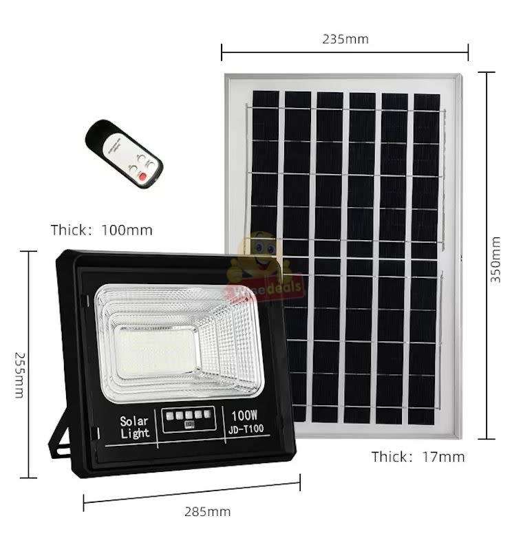 100W LED SOLAR Flood light with Solar Panel and Remote Control