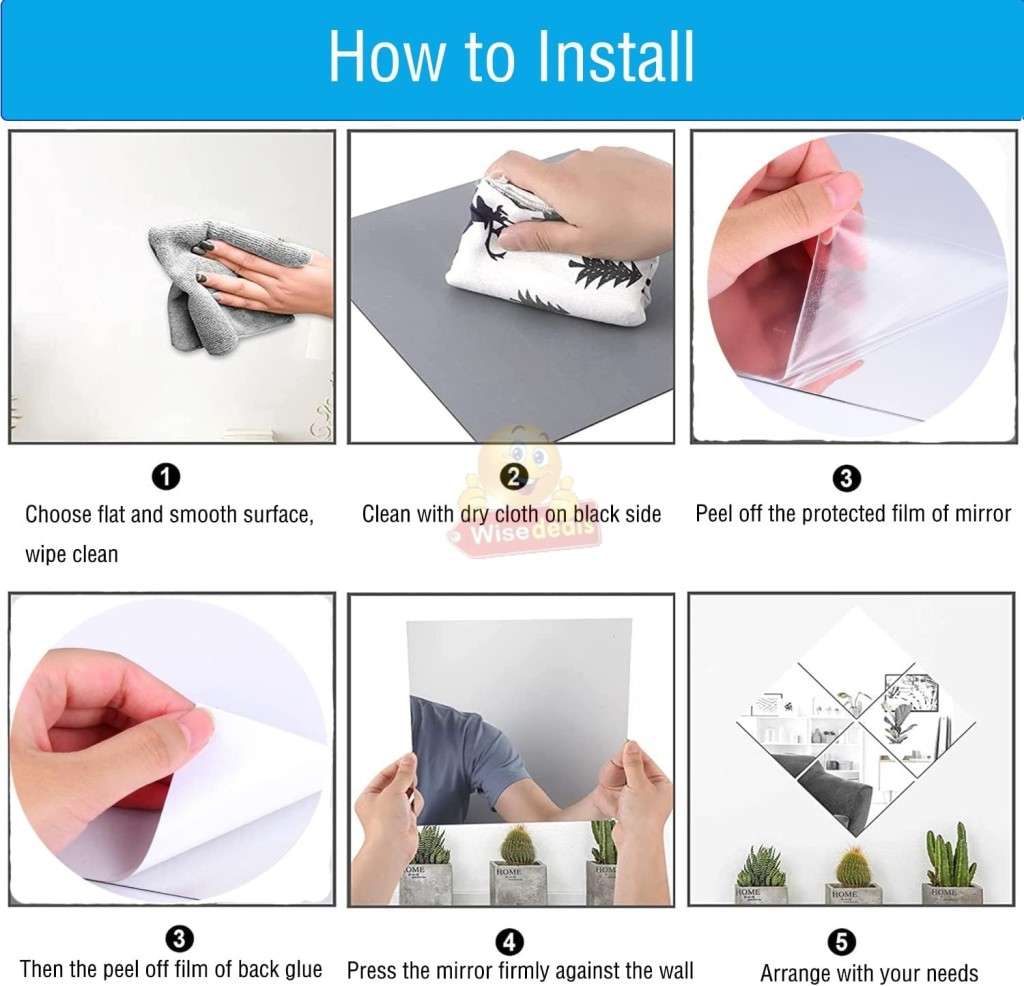 Rectangeler Mirror, Flexible, Waterproof and Self-Adhesive