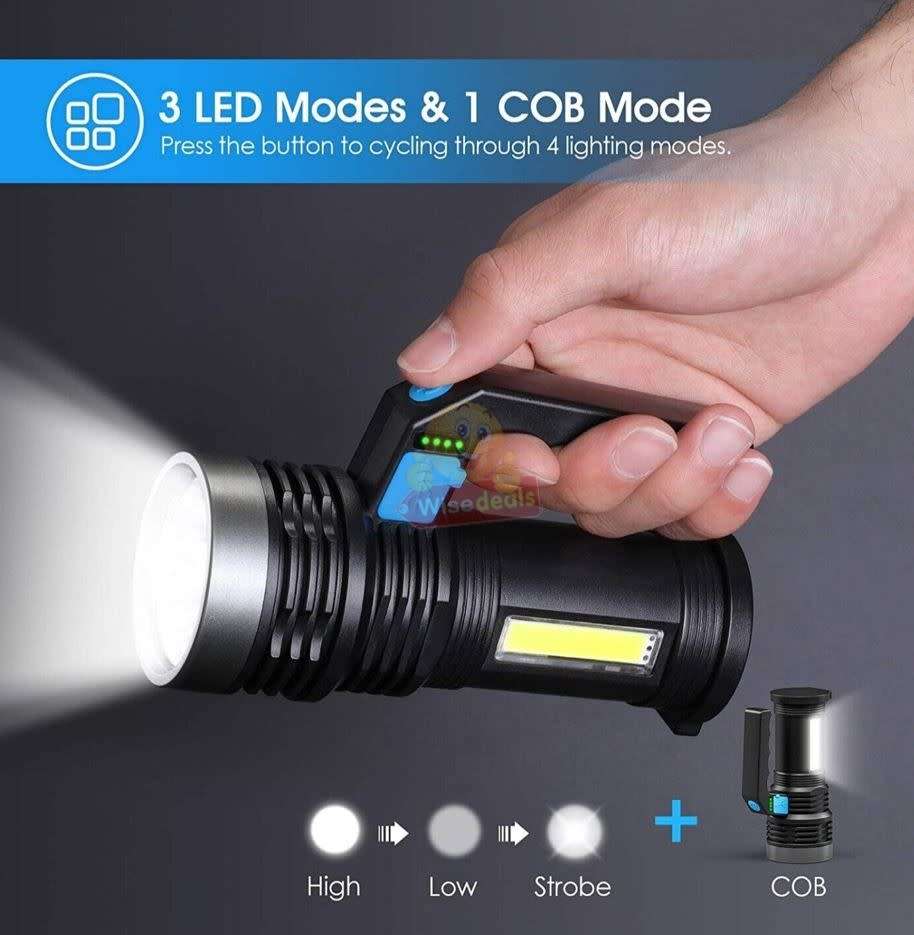 Waterproof Portable Rechargeable LED & COB Flashlight