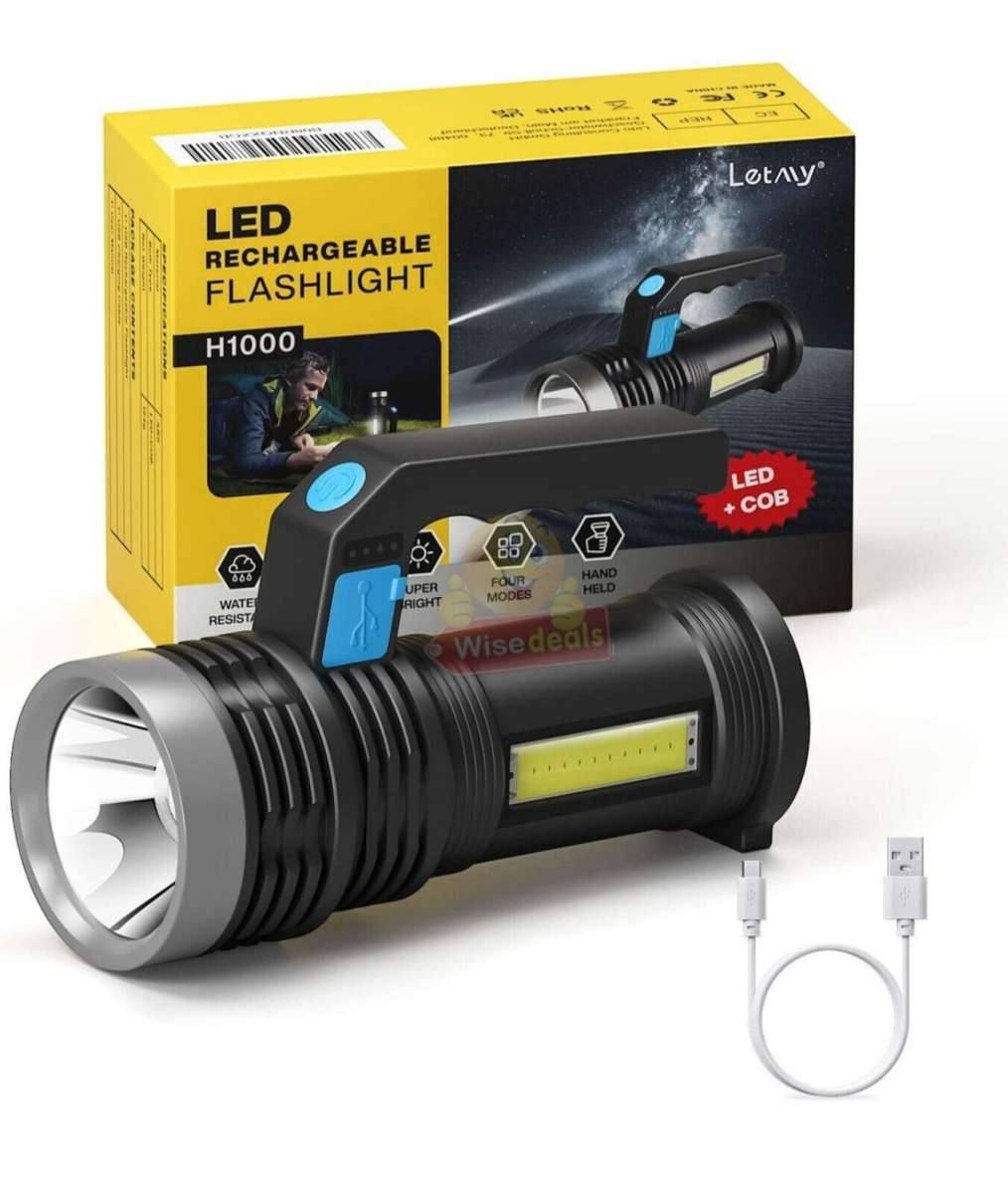 Waterproof Portable Rechargeable LED & COB Flashlight