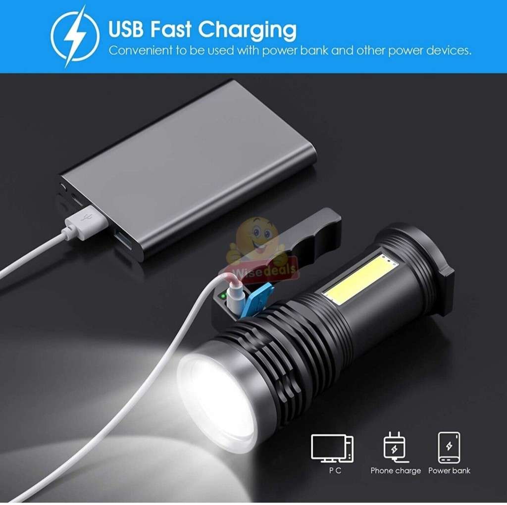 Waterproof Portable Rechargeable LED & COB Flashlight