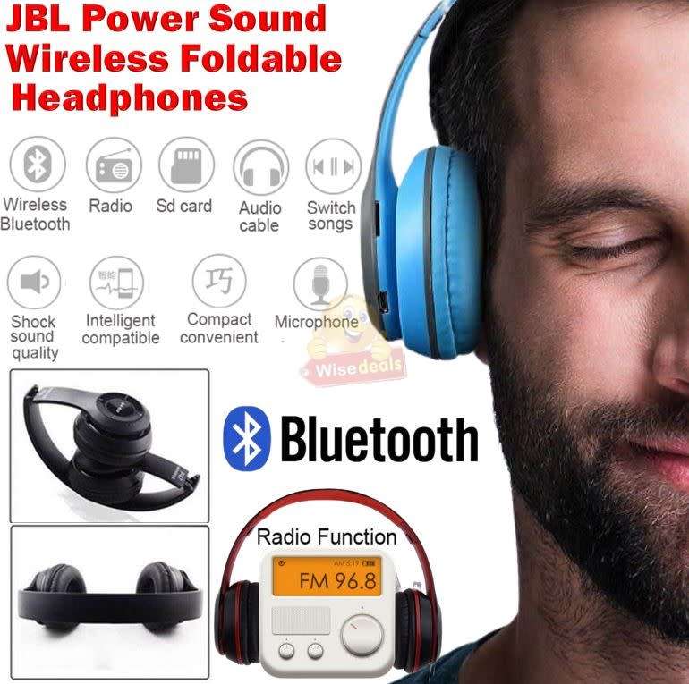 JBL Power Sound Foldable Wireless Bluetooth Headphones with SD Card function, FM Radio etc.