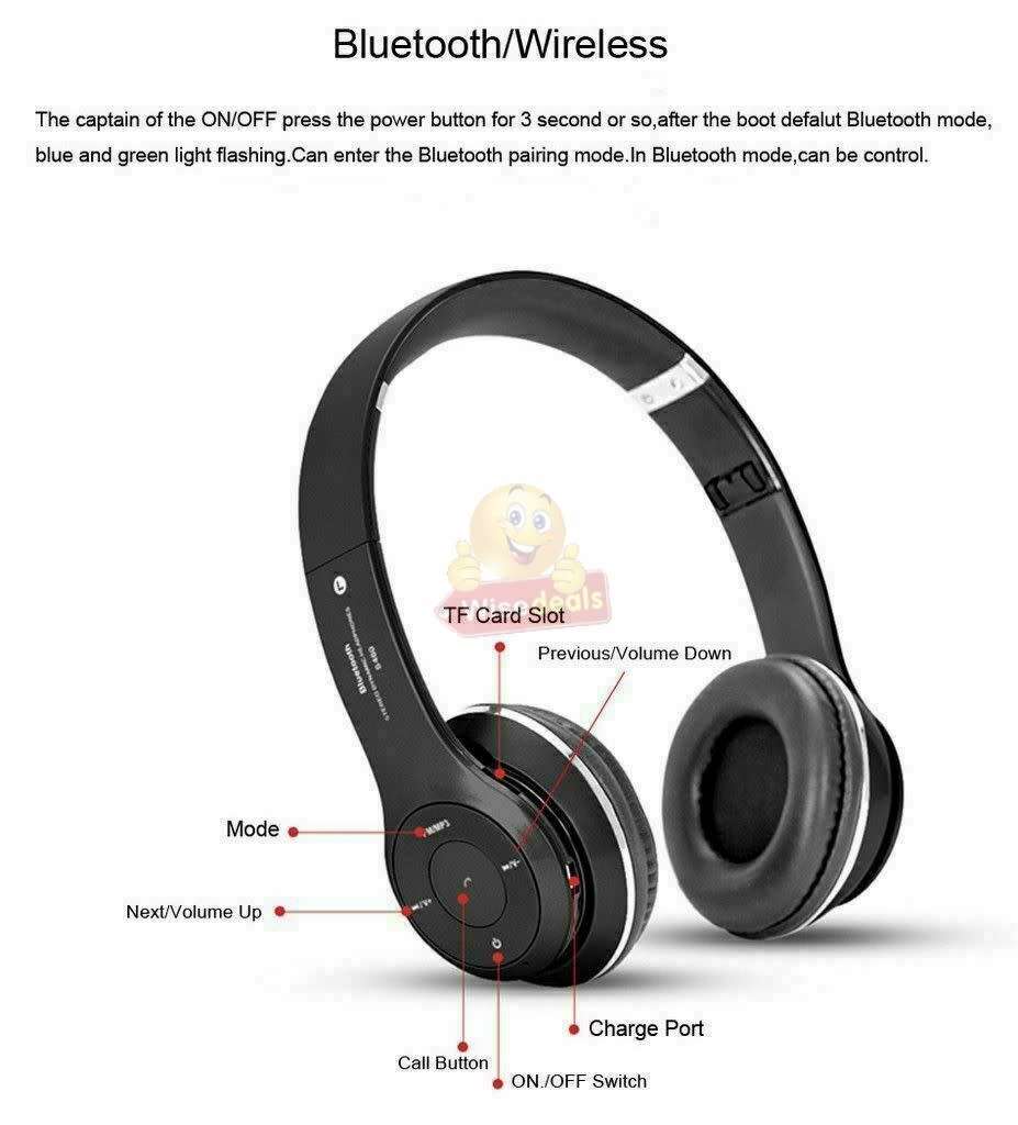 JBL Power Sound Foldable Wireless Bluetooth Headphones with SD Card function, FM Radio etc.