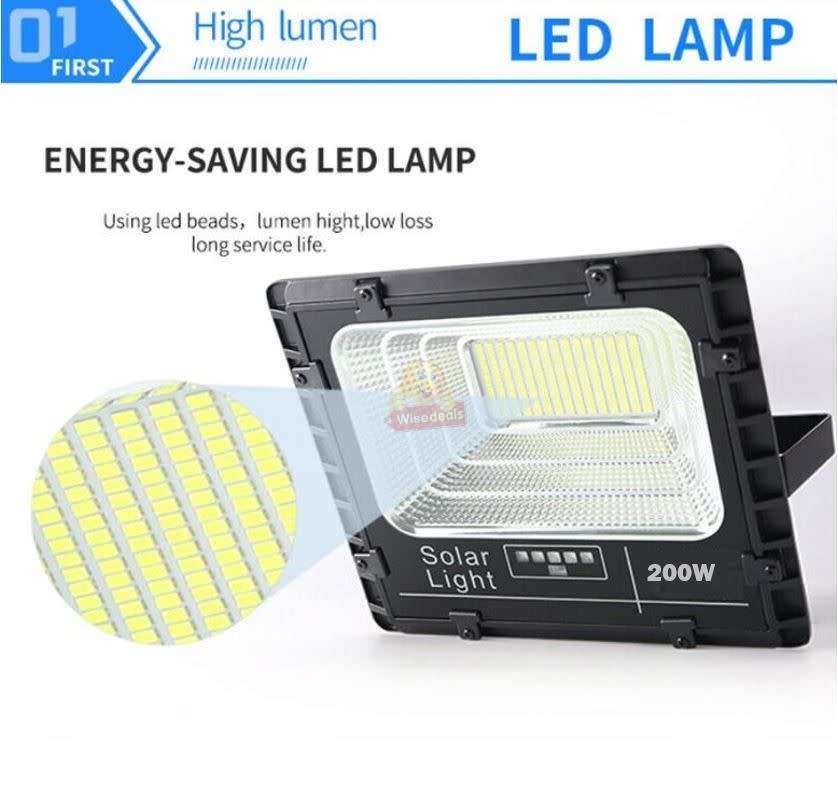 200W LED SOLAR Flood light with Solar Panel and Remote Control and Bracket