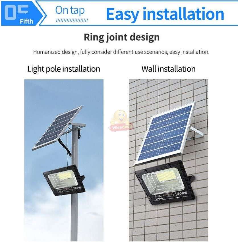 200W LED SOLAR Flood light with Solar Panel and Remote Control and Bracket