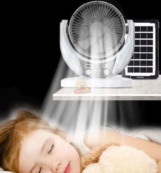 Rechargeable Solar Fan With 4500mah Battery And Solar Panel and USB Light