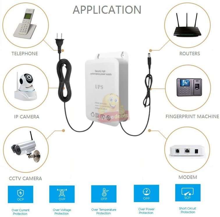 Mini UPS Battery Backup 12V 2A Uninterruptible Power Supply for CCTV, WIFI Router, Modem