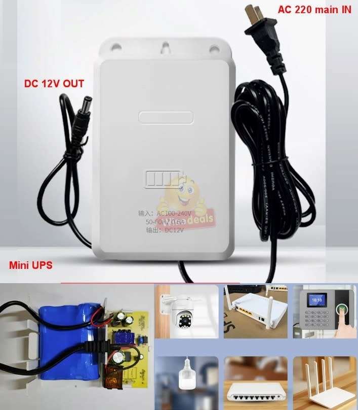 Mini UPS Battery Backup 12V 2A Uninterruptible Power Supply for CCTV, WIFI Router, Modem