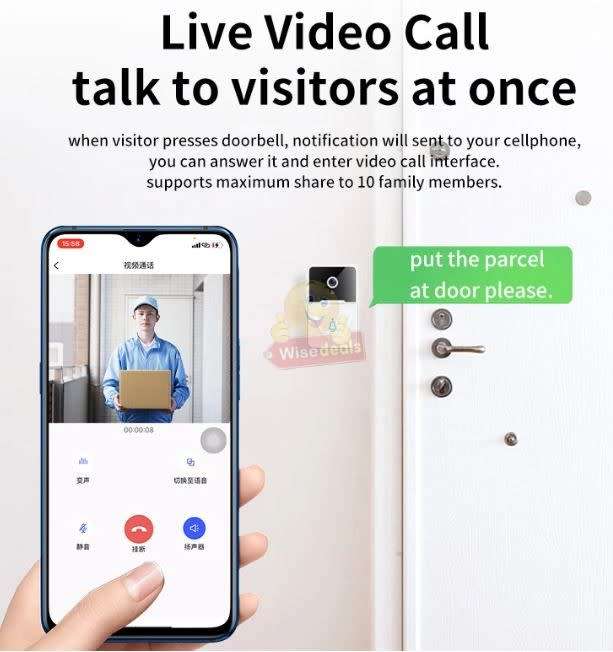 Wireless WIFI Video Door Intercom System with Two-Way Talk, Video, Photos, Night Vision - START R1