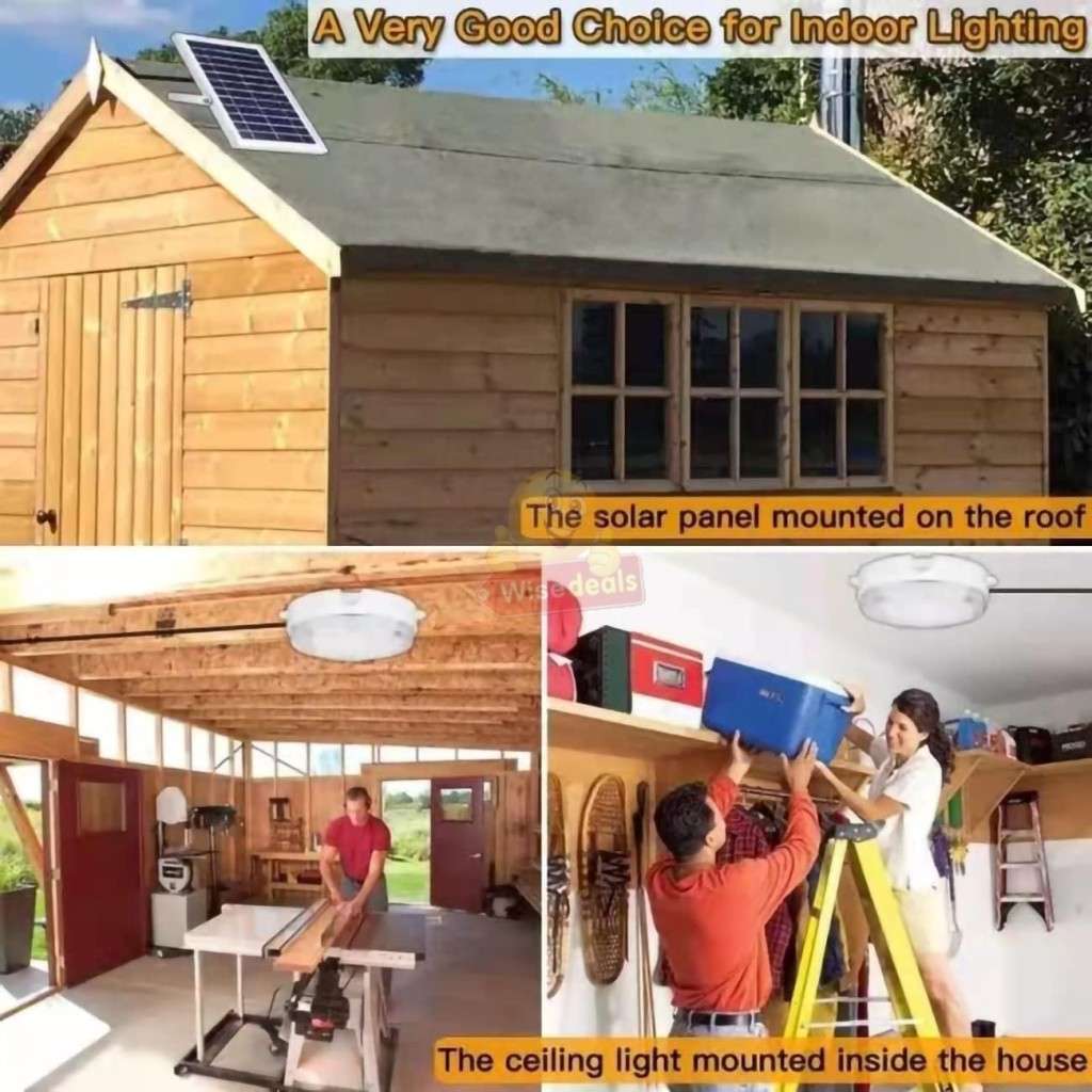 40W Ceiling Light for Indoor or Outdoor use with Solar Panel and Remote Control