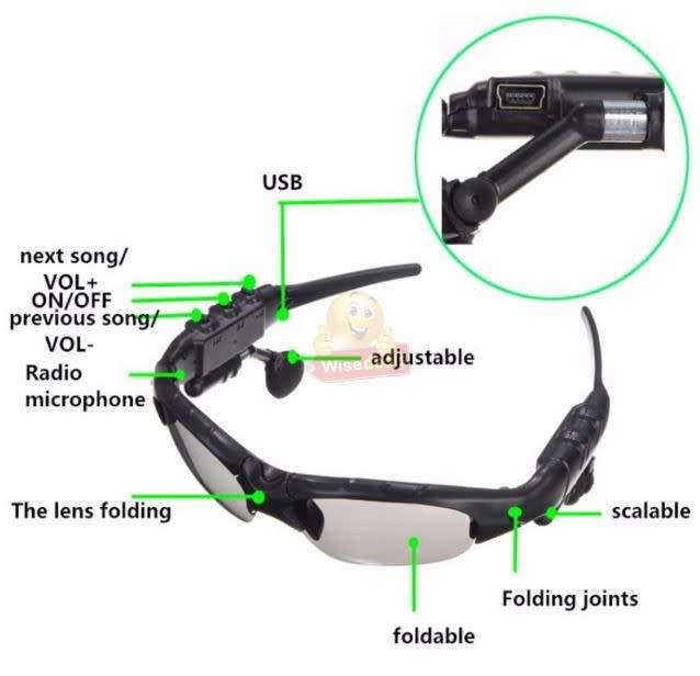 Smart Polarized Bluetooth Sunglasses Wireless Headset with Microphone for Smart Phones