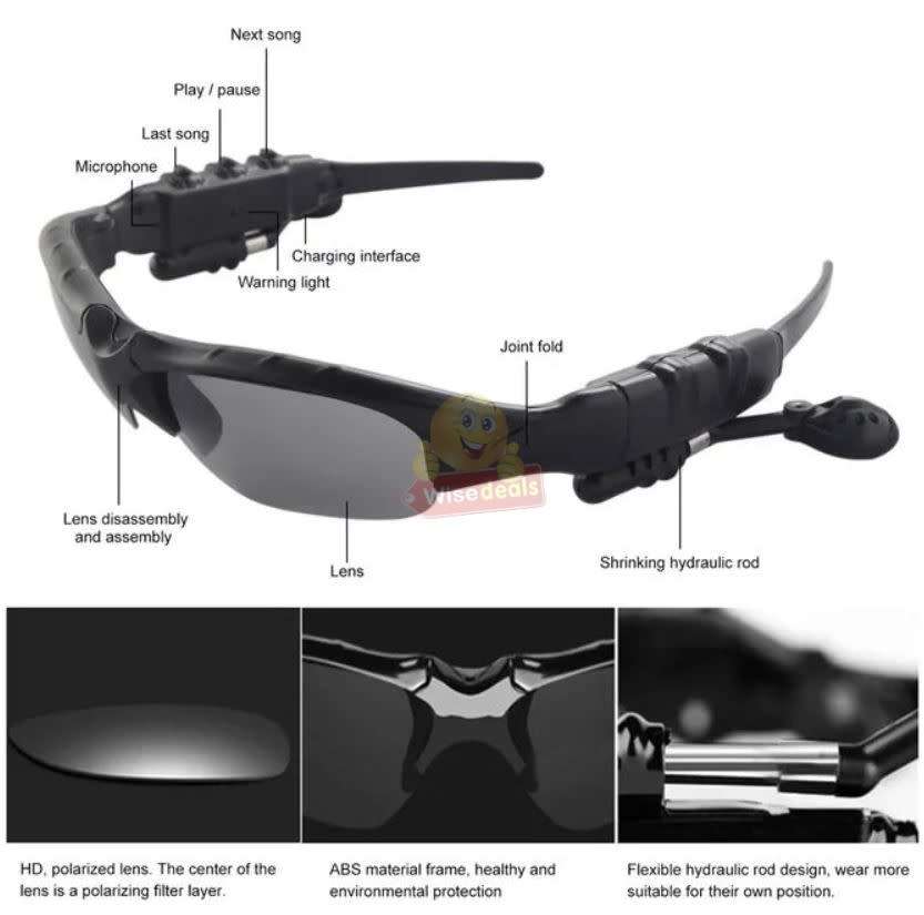 Smart Polarized Bluetooth Sunglasses Wireless Headset with Microphone for Smart Phones