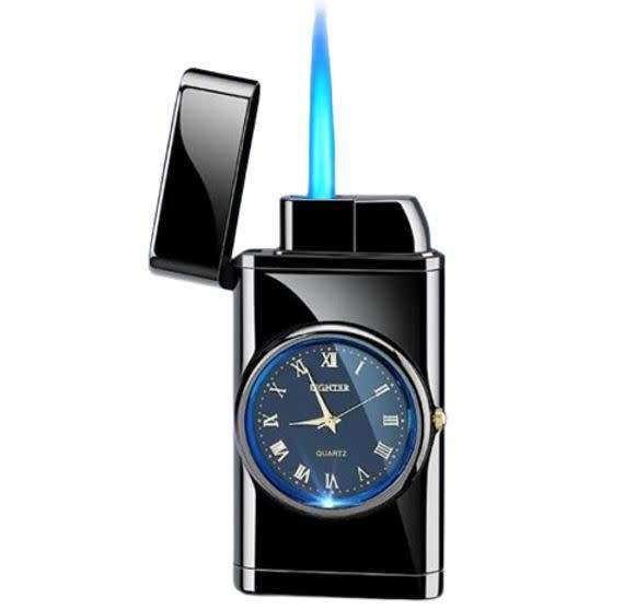 Refillable Gas Flame Lighter with Clock