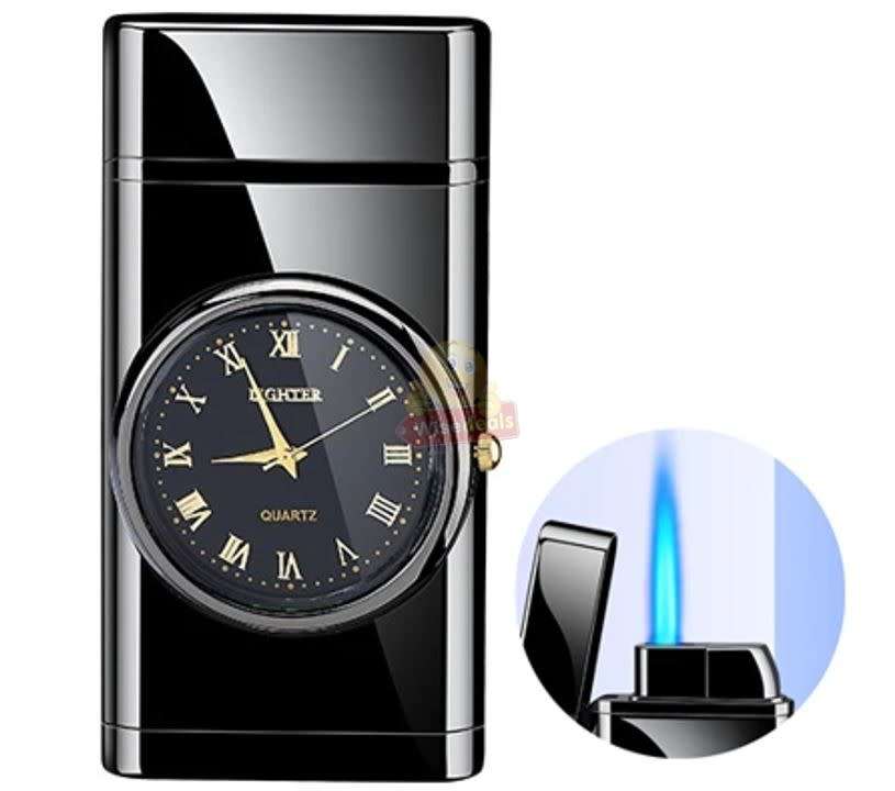 Refillable Gas Flame Lighter with Clock