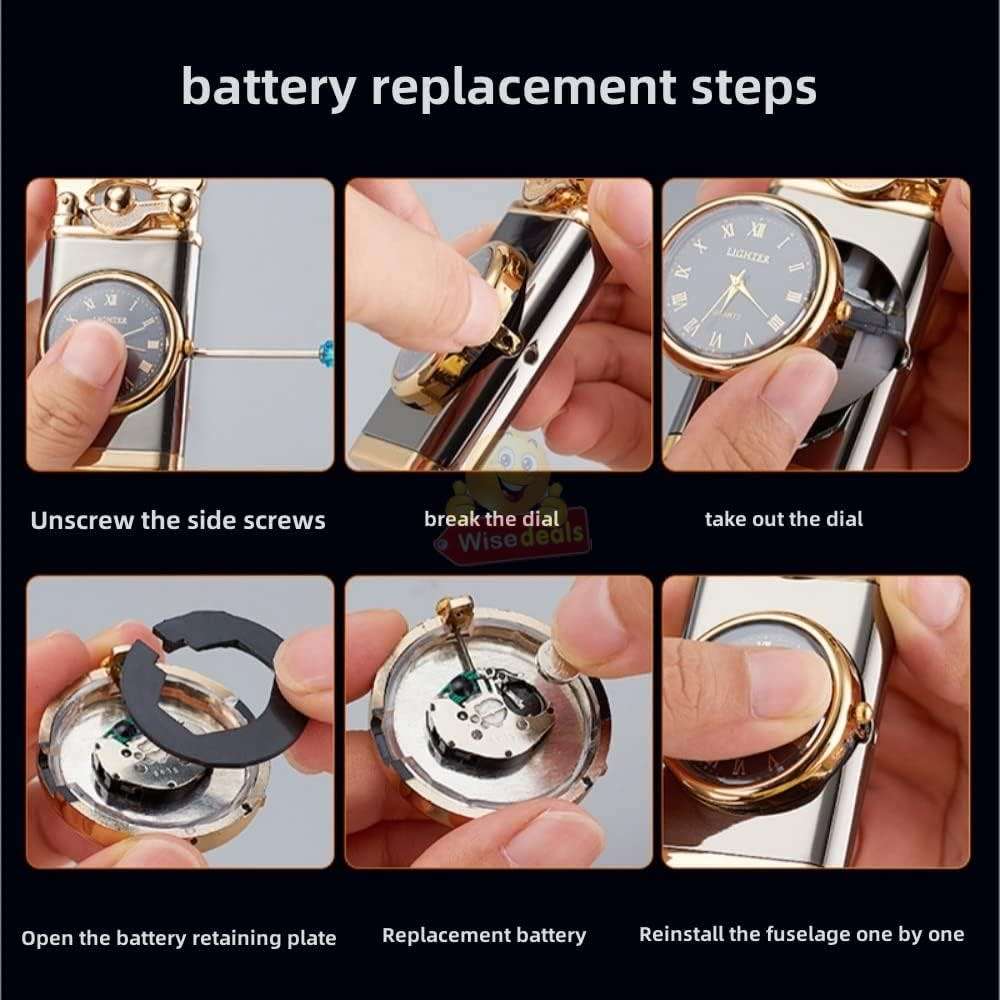 Refillable Gas Flame Lighter with Clock