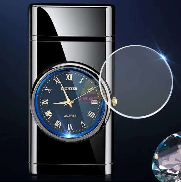 Refillable Gas Flame Lighter with Clock