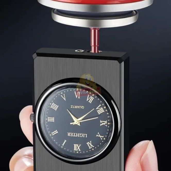 Refillable Gas Flame Lighter with Clock