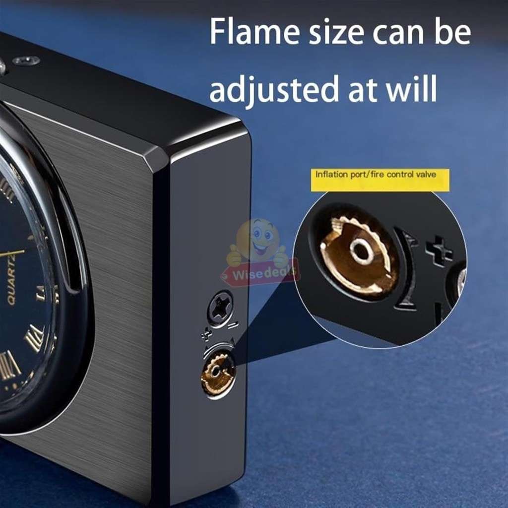Refillable Gas Flame Lighter with Clock