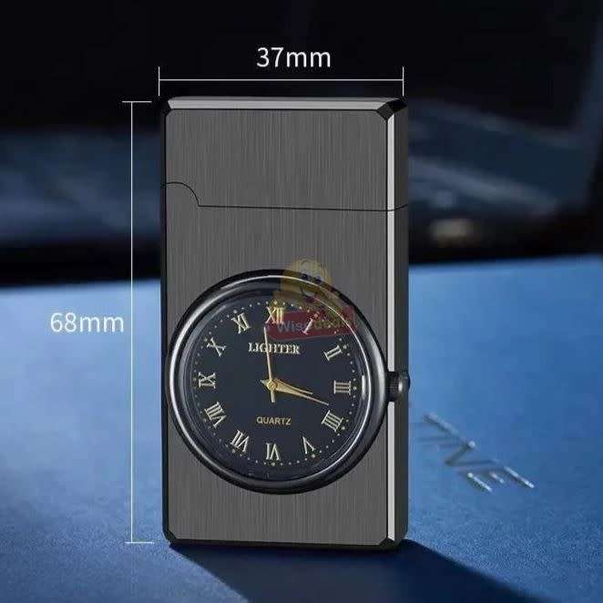 Refillable Gas Flame Lighter with Clock