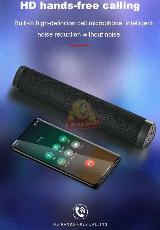 Smart Wireless Bluetooth Sound Bar with Stereo Sound Quality, Support MP3, TF Card, USB & AUX Input