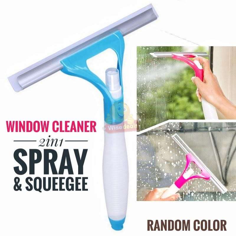 Car Window Scraper with attached Sprayer - Effortlessly Clean Mirrors, Screens, and Bathroom Surface