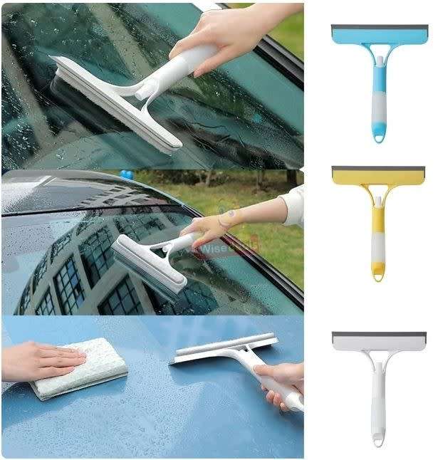 Car Window Scraper with attached Sprayer - Effortlessly Clean Mirrors, Screens, and Bathroom Surface