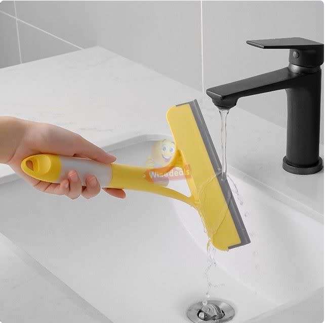 Car Window Scraper with attached Sprayer - Effortlessly Clean Mirrors, Screens, and Bathroom Surface