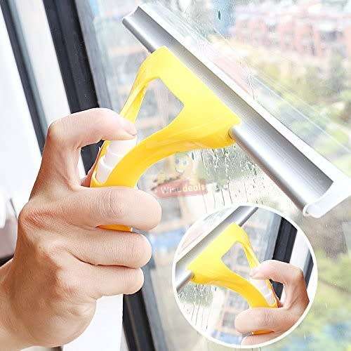 Car Window Scraper with attached Sprayer - Effortlessly Clean Mirrors, Screens, and Bathroom Surface