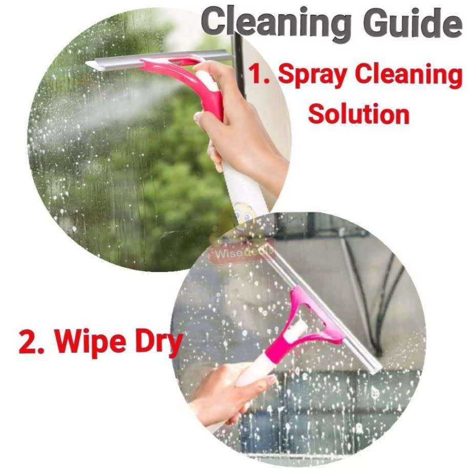 Car Window Scraper with attached Sprayer - Effortlessly Clean Mirrors, Screens, and Bathroom Surface