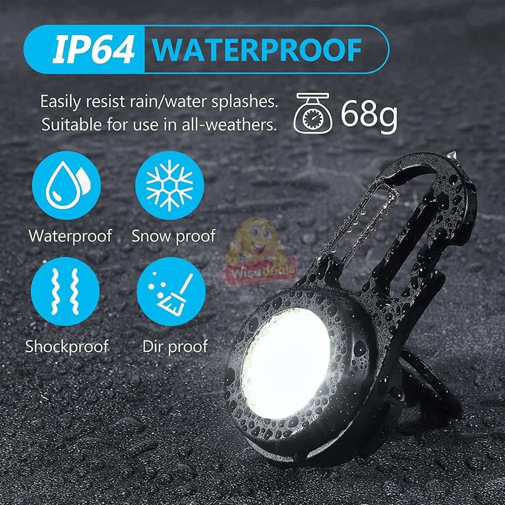 6 in 1 Keychain companion for your keys - Mini-COB keyring lights and 5 more functions