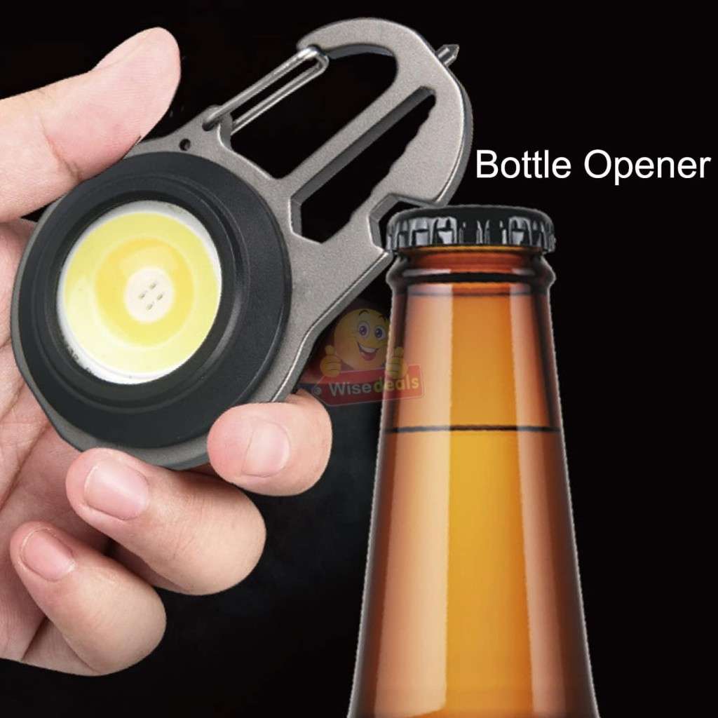 6 in 1 Keychain companion for your keys - Mini-COB keyring lights and 5 more functions