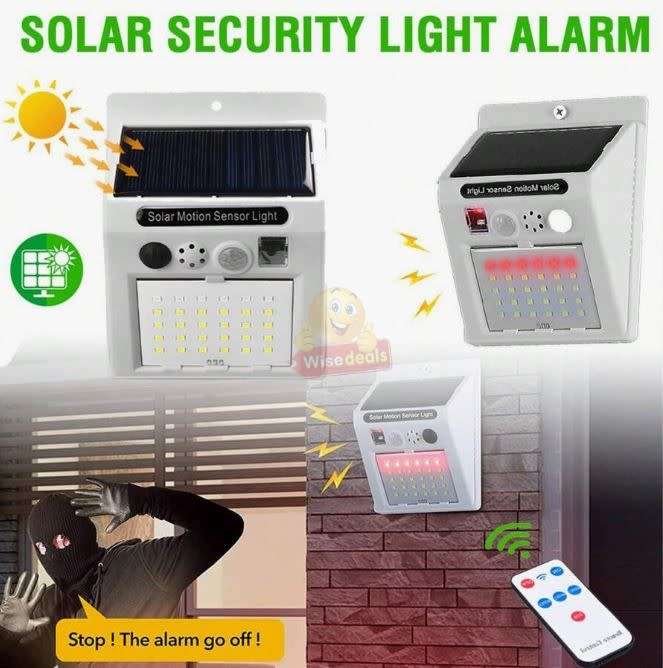 Solar Sound and Alarm Wall Light with 3 Setting Modes, Auto-sensing, No Wiring required