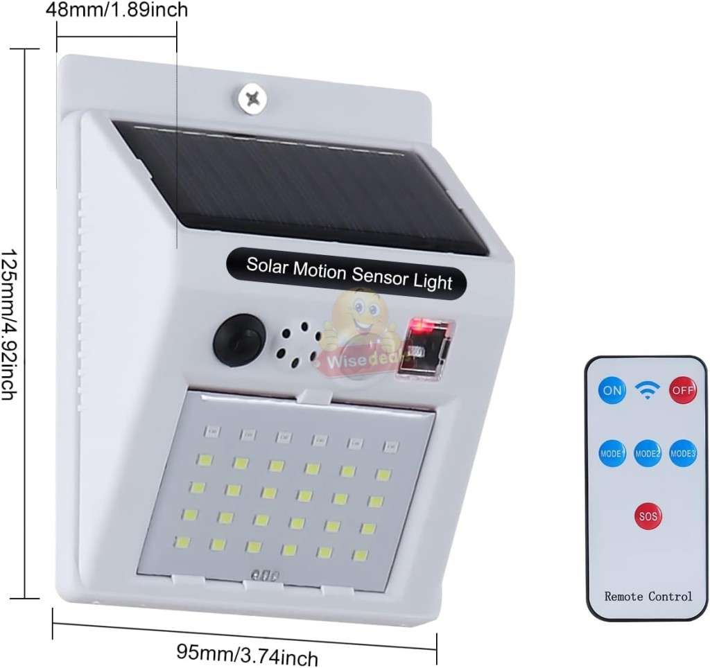 Solar Sound and Alarm Wall Light with 3 Setting Modes, Auto-sensing, No Wiring required