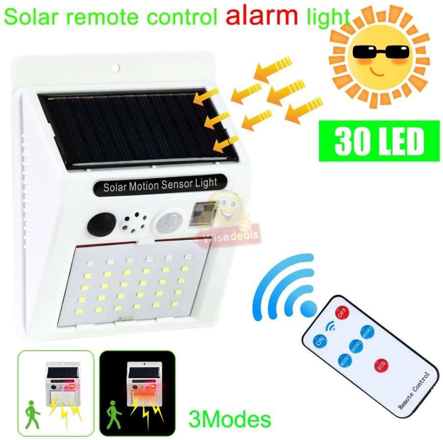 Solar Sound and Alarm Wall Light with 3 Setting Modes, Auto-sensing, No Wiring required