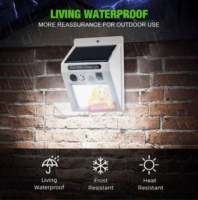 Solar Sound and Alarm Wall Light with 3 Setting Modes, Auto-sensing, No Wiring required