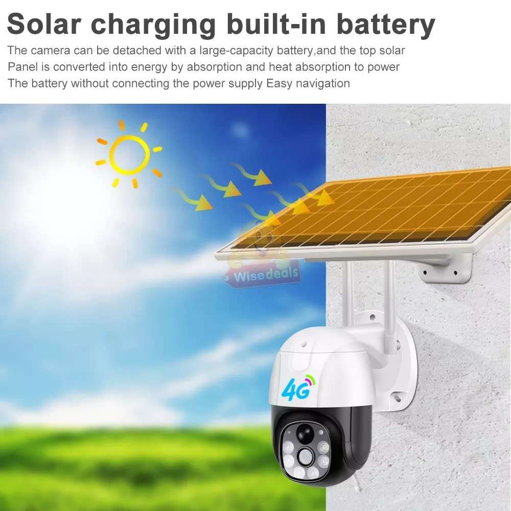 4G Waterproof IP WIFI SOLAR Camera, Day and Night Vision, Two-Way Audio, V380 PRO APP, Sim Card Slot