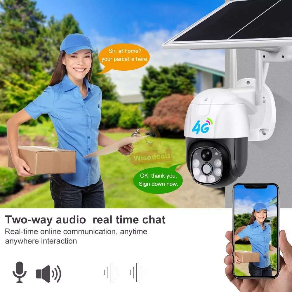 4G Waterproof IP WIFI SOLAR Camera, Day and Night Vision, Two-Way Audio, V380 PRO APP, Sim Card Slot