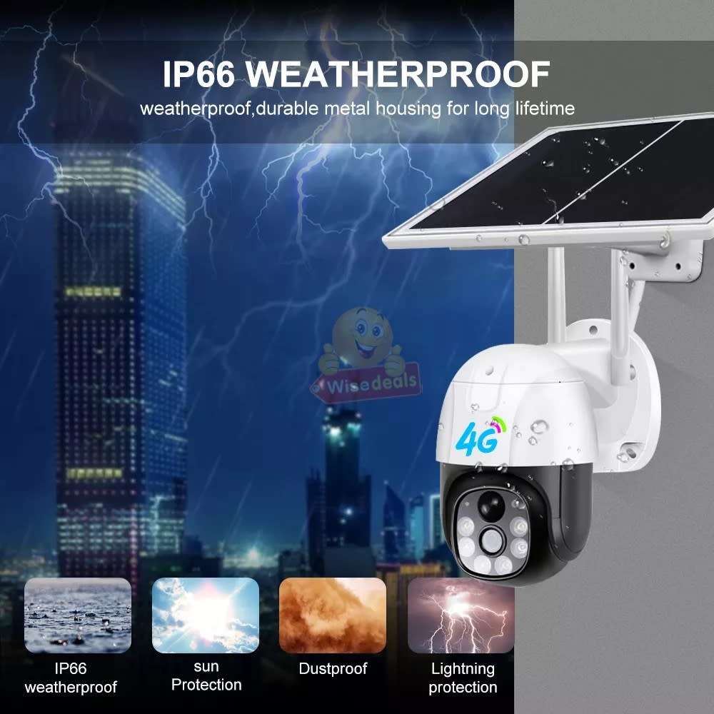 4G Waterproof IP WIFI SOLAR Camera, Day and Night Vision, Two-Way Audio, V380 PRO APP, Sim Card Slot