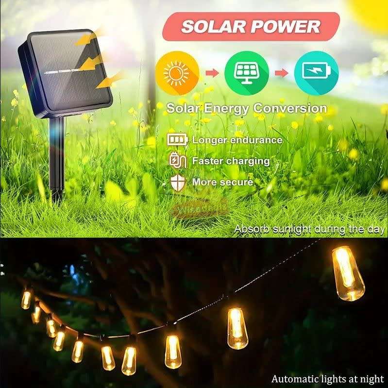 SOLAR Waterproof 5M 10 X Bulbs LED String Lights for Indoor, Outdoor and Commercial use - START R1