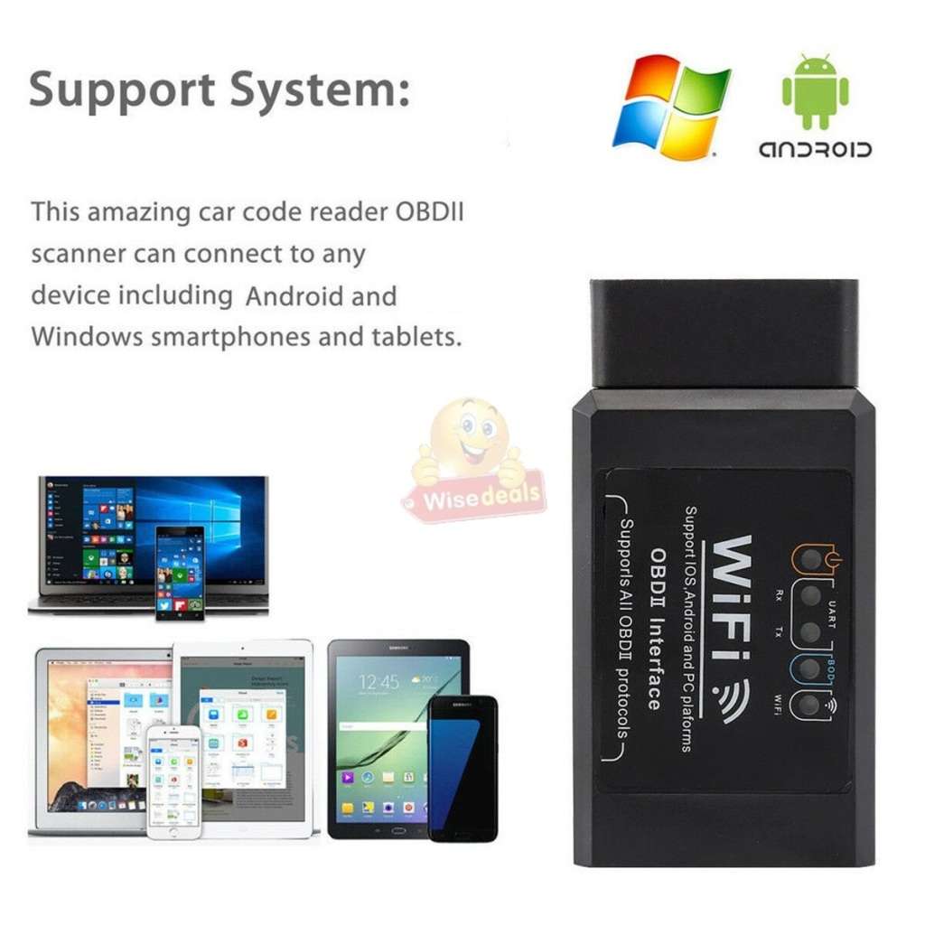 Universal OBDII WIFI Vehicle Diagnostic Scanner, Clear Fault Errors etc