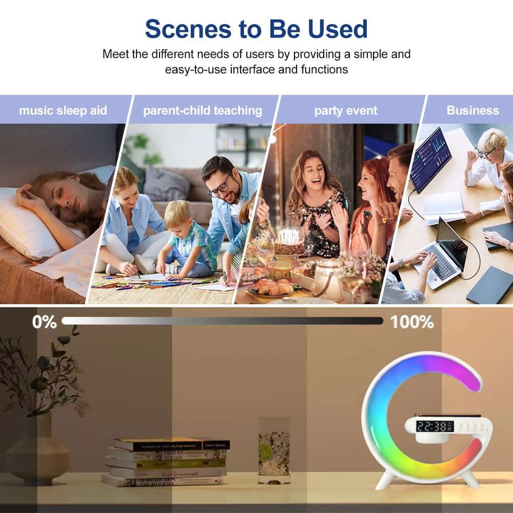 Bluetooth 360° Surround Sound Speaker Wireless Charger Colourful Lights