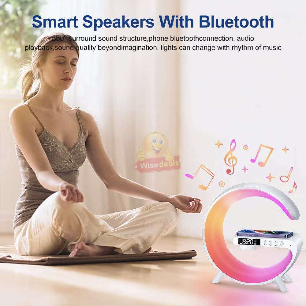 Bluetooth 360° Surround Sound Speaker Wireless Charger Colourful Lights