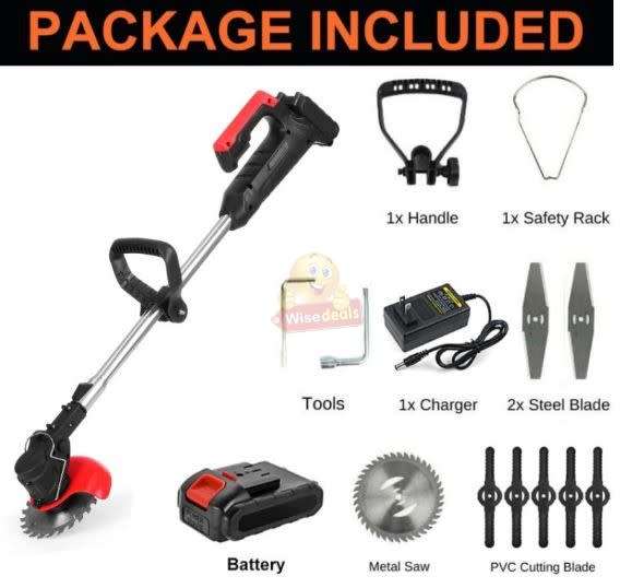 24V Lithium Battery Rechargeable Wireless Lawn Mower and Grass Cutter with lots of Accessories