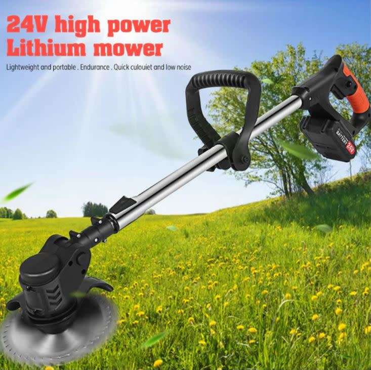 24V Lithium Battery Rechargeable Wireless Lawn Mower and Grass Cutter with lots of Accessories